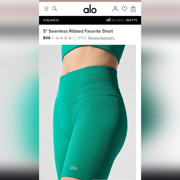 ALO Yoga Green Women's Shorts - Picture 5 of 5